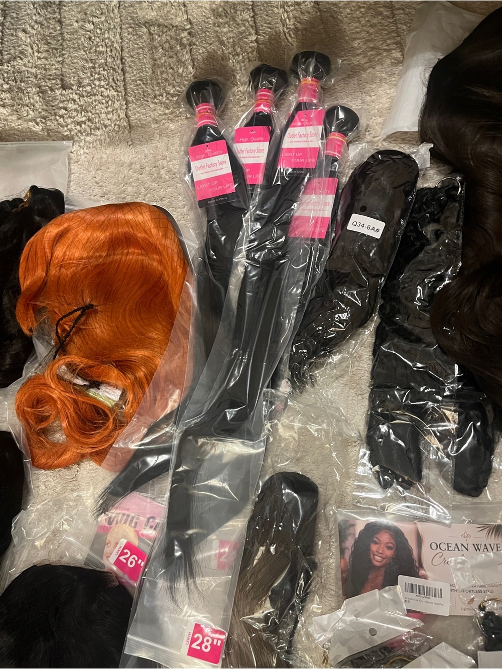 NWT Huge Assorted Real Human Hair Wigs & Extensions few synthetic pieces Bundle - Picture 10 of 15